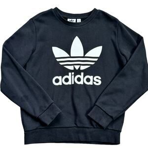 Adidas Girls Black Logo Sweatshirt Size Small 8/10